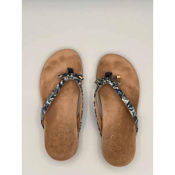 Vionic Bella Blue Palm Toe-Post Sandal Flip Flop - Size 10 Orthotic Arch Support - Picture 8 of 9